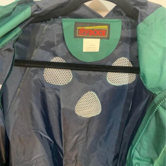 WETSKINS dry dock raincoat. Hooded with brim. Green/navy. Size small (me… - Picture 9 of 10